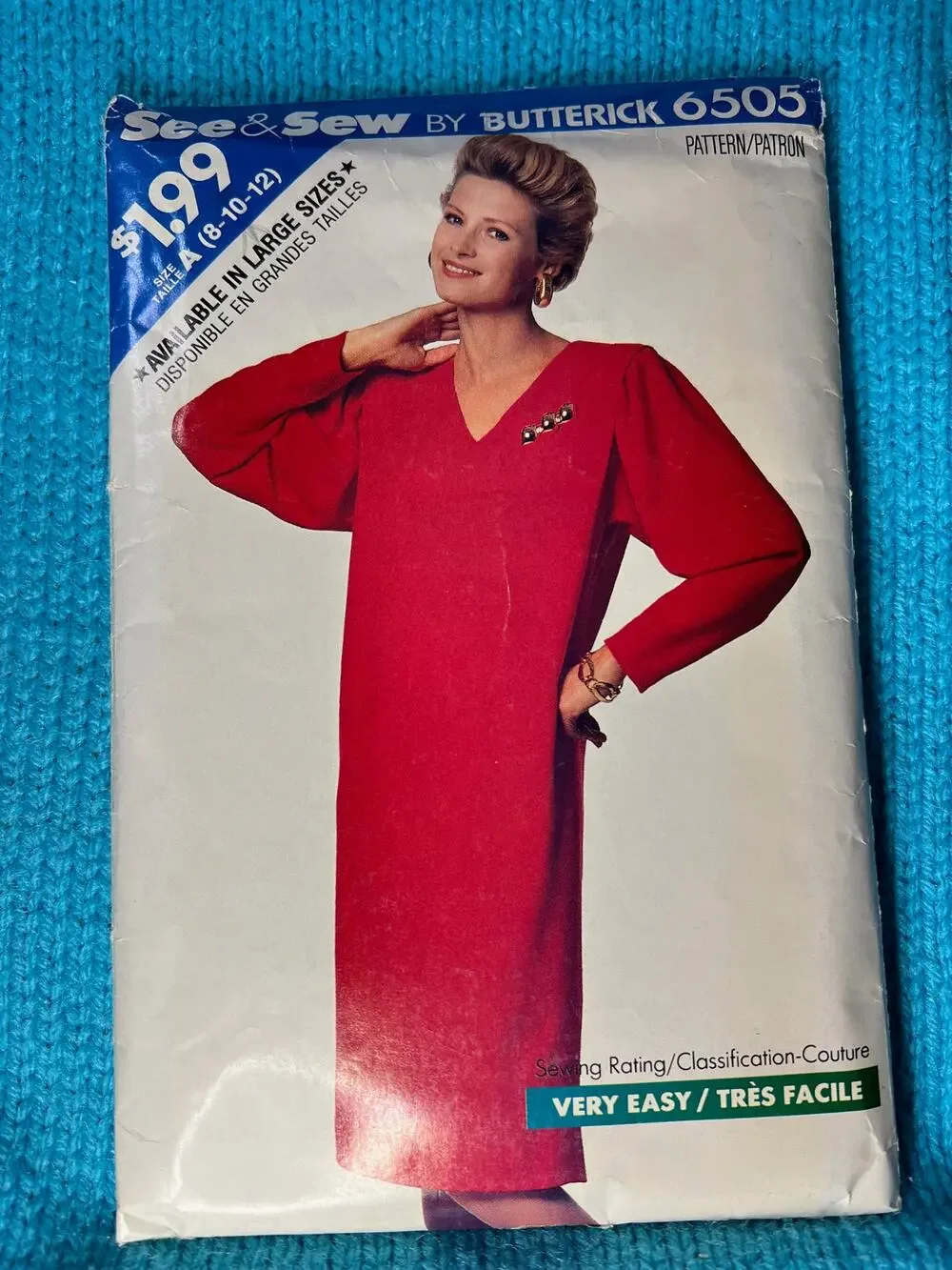 Butterick Sewing pattern 6505 shift dress puff sleeves size 8 10
